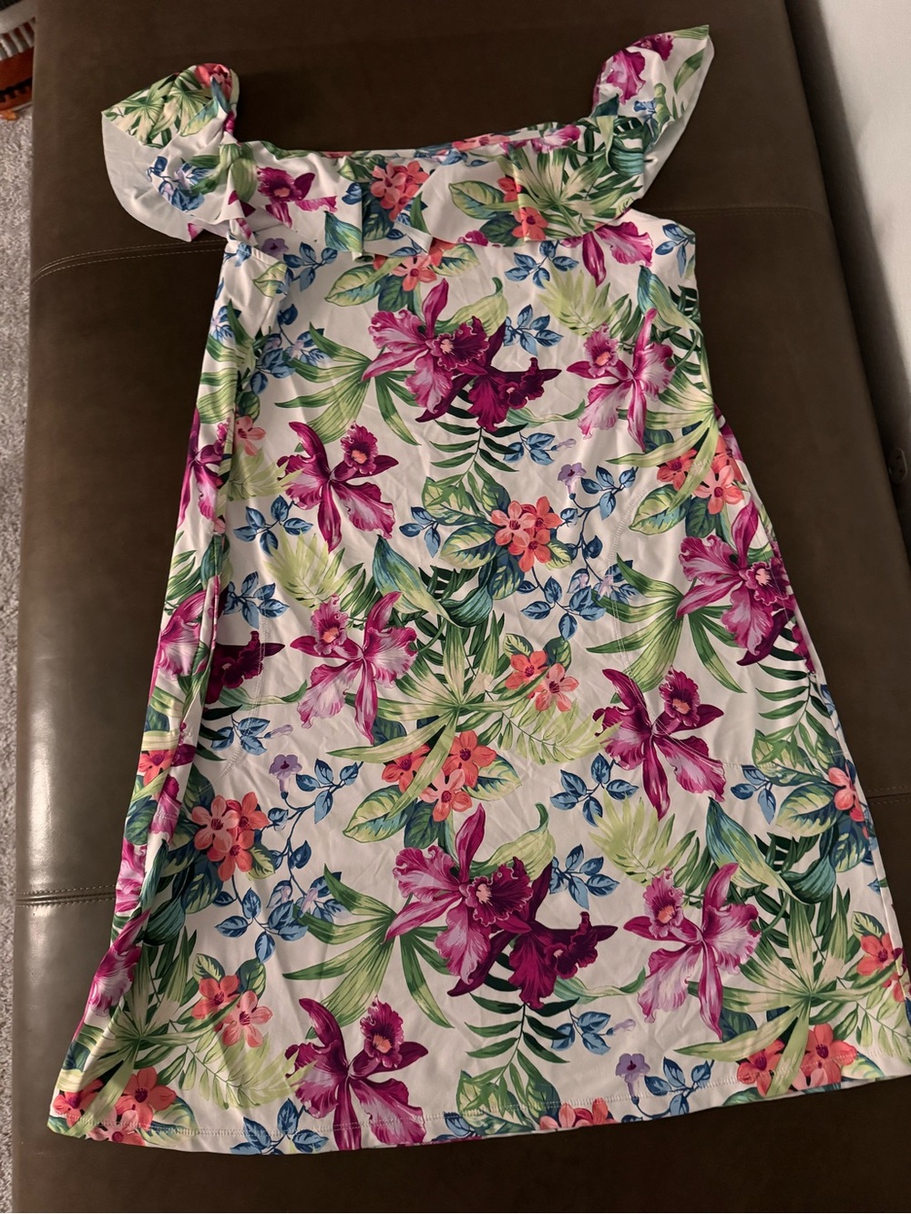 Tommy Bahama White Floral Swim Top with Multicolor Tropical Print